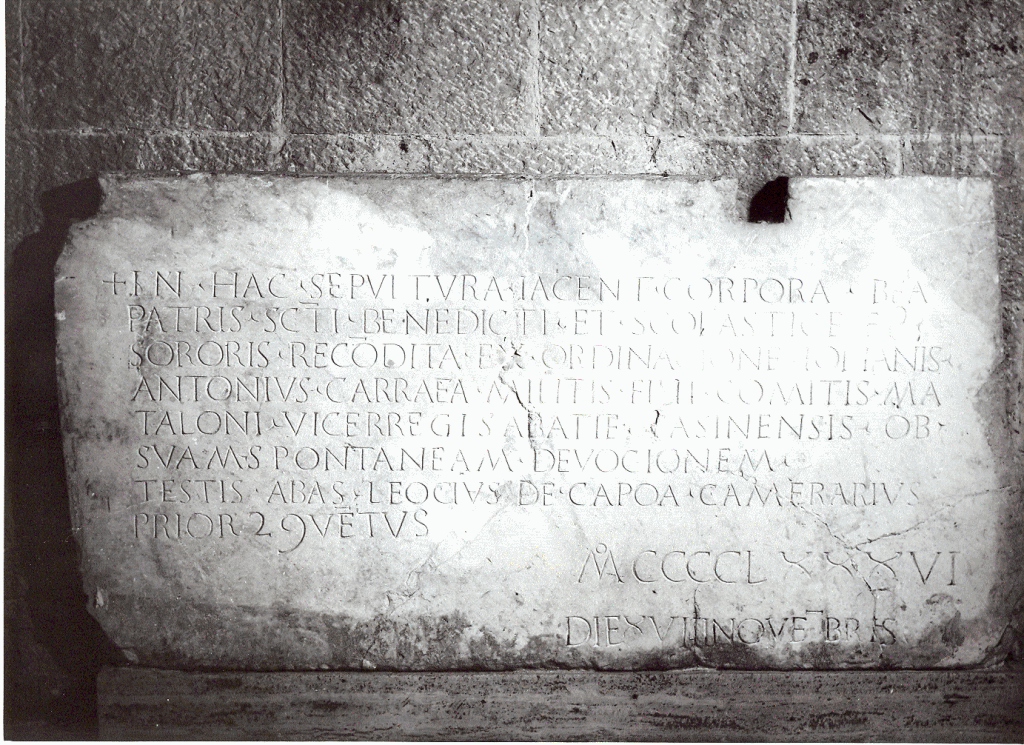 lapide commemorativa - ambito cassinese (sec. XV)