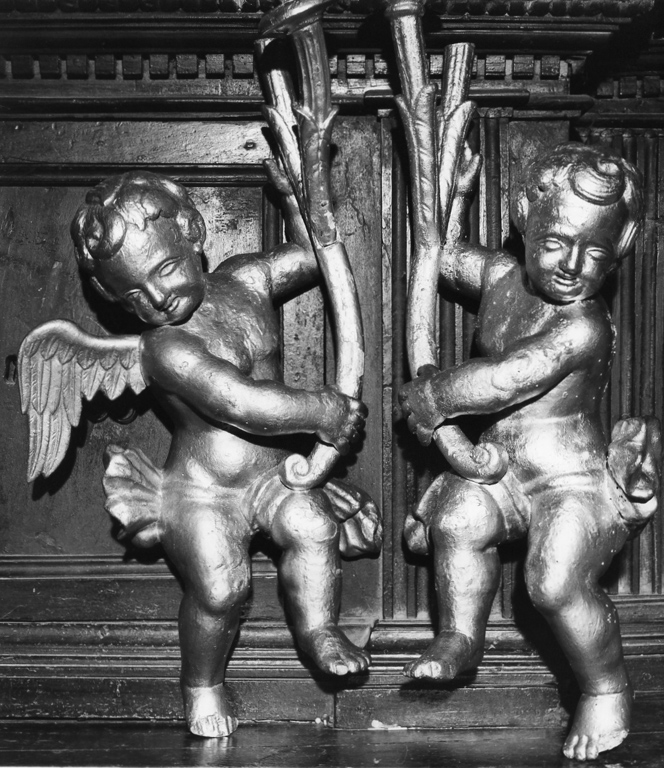 angelo reggicandelabro (scultura, serie) - ambito laziale (sec. XVII)