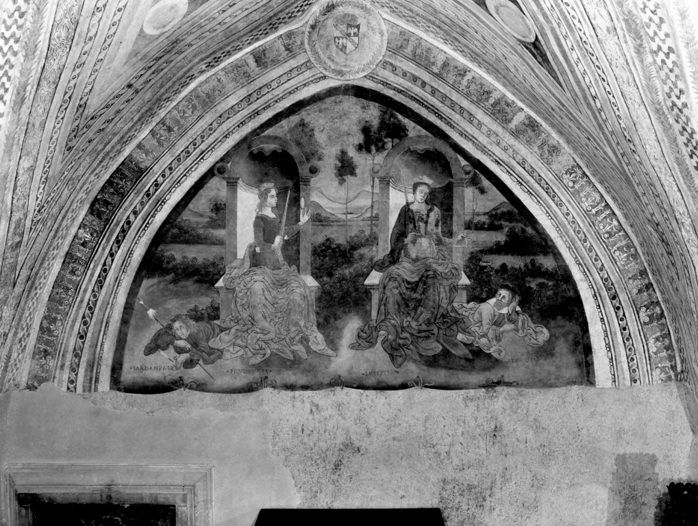 Prudenza e Giustizia con Sardanapalo ed Erode (dipinto, ciclo) di Desiderio da Subiaco (attribuito) (fine sec. XV)