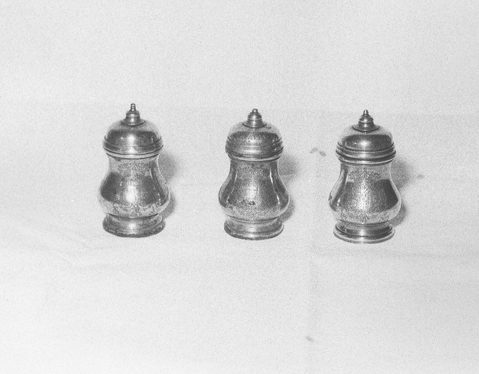 vasetti per oli santi, serie - ambito napoletano (secc. XVIII/ XIX)