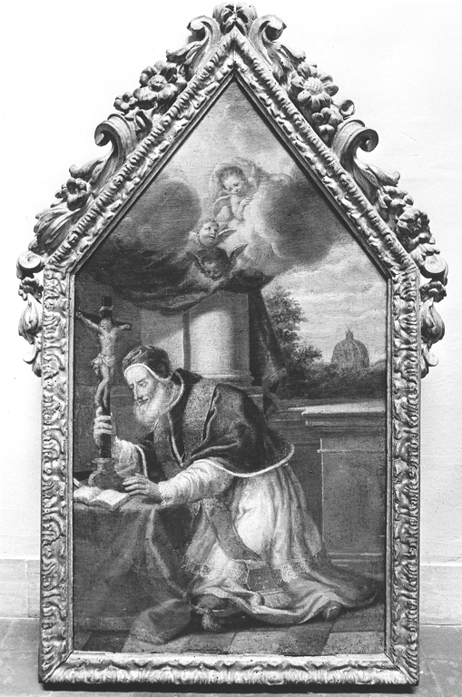 San Pio V in adorazione della croce (dipinto) - ambito romano (sec. XVIII)