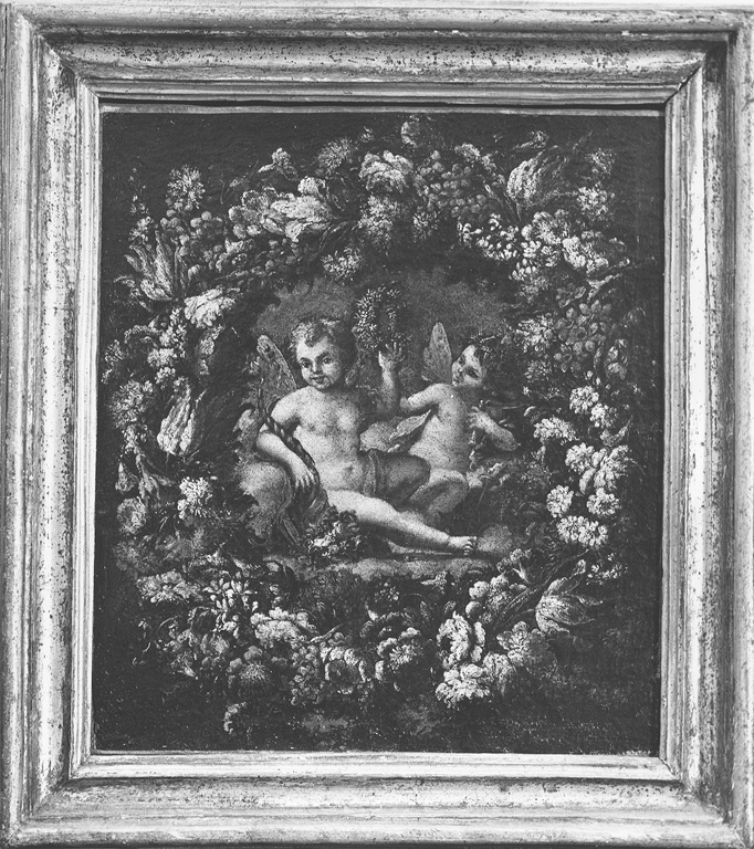 angeli con ghirlande di fiori (dipinto) - ambito napoletano (secc. XVII/ XVIII)