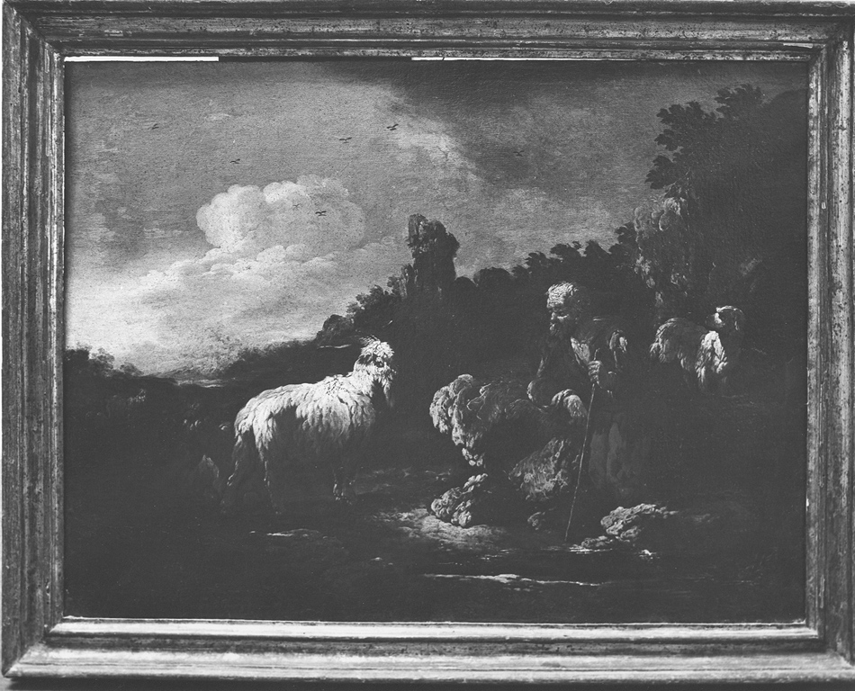paesaggio con pastore e animali (dipinto) di Roos Philipp Peter detto Rosa da Tivoli (sec. XVII)