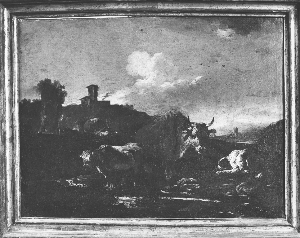 paesaggio con animali (dipinto) di Roos Philipp Peter detto Rosa da Tivoli (sec. XVII)