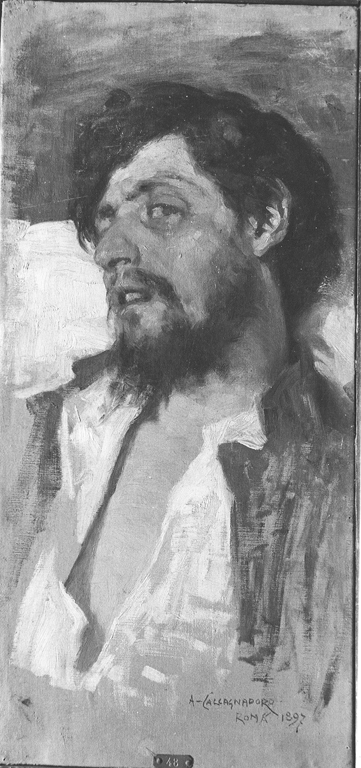 uomo con barba (dipinto) di Calcagnadoro Antonino (sec. XIX)