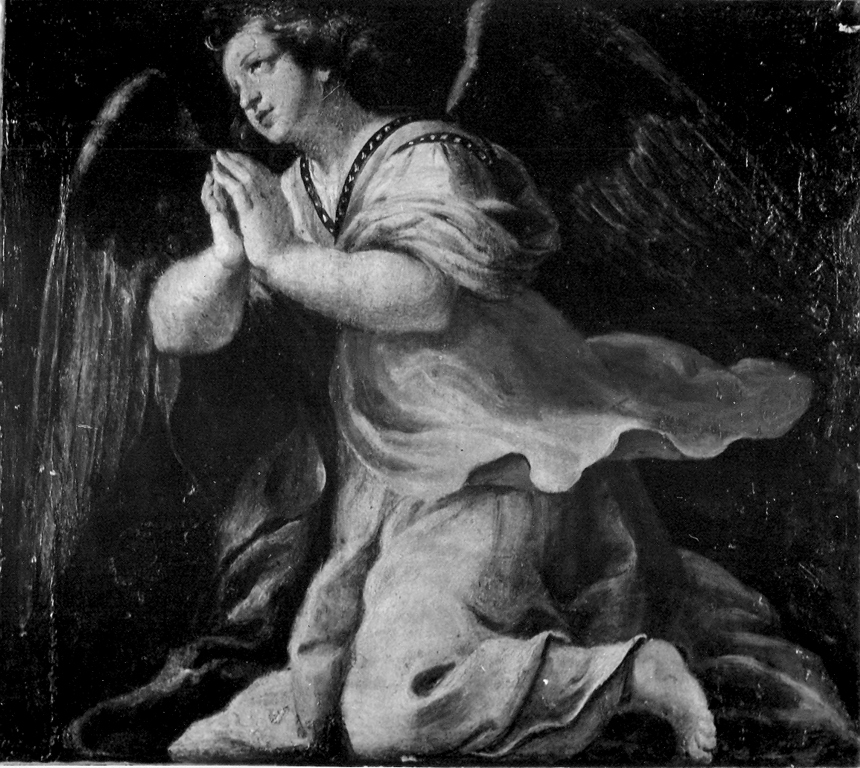 angelo orante (dipinto, frammento) - scuola romana (sec. XVII)