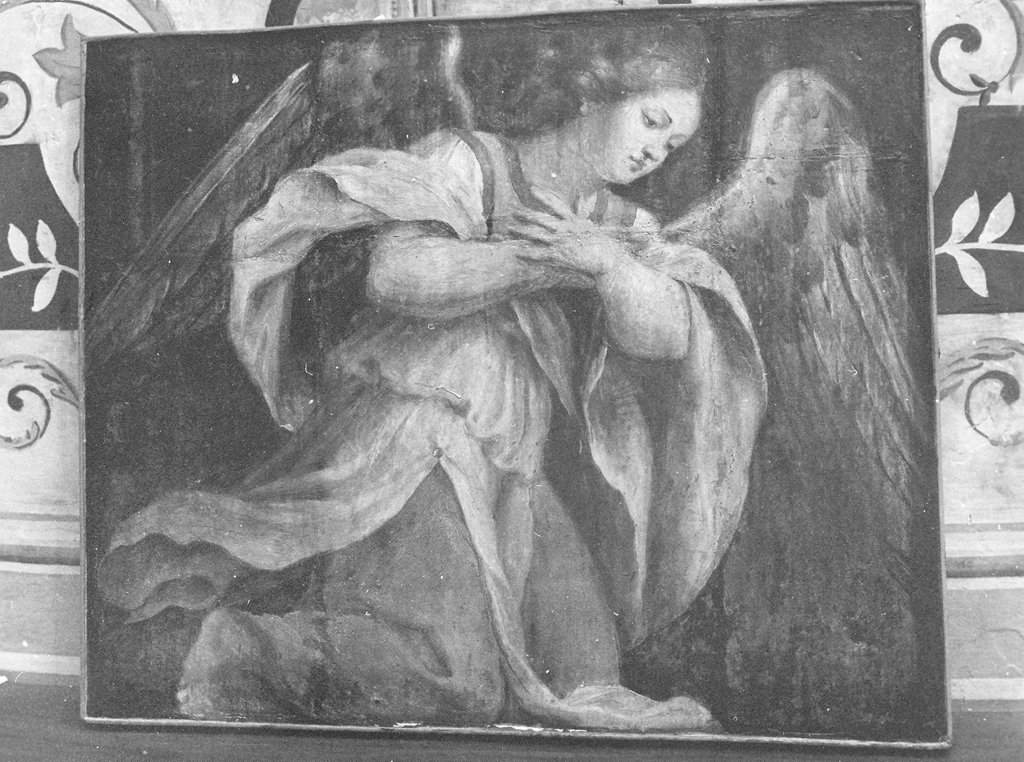 angelo orante (dipinto, frammento) - scuola romana (sec. XVII)