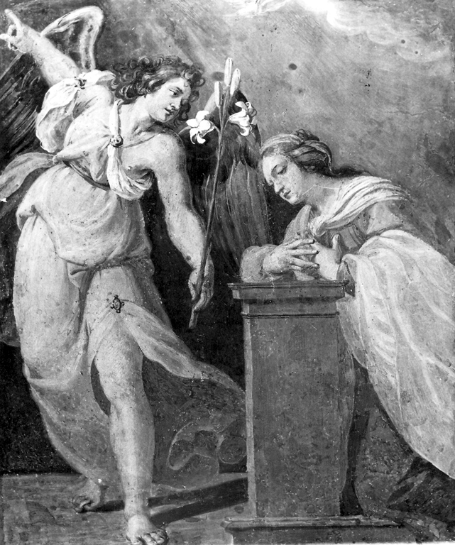 Annunciazione (dipinto, frammento) - scuola romana (sec. XVII)