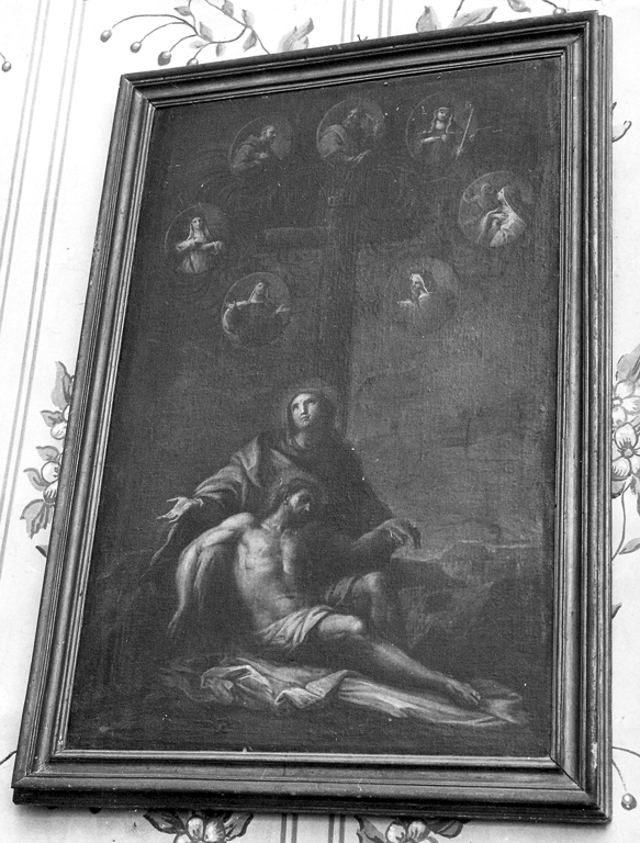 deposizione di Cristo dalla Croce e santi entro medaglioni (dipinto) - scuola bolognese (fine/inizio secc. XVII/ XVIII)