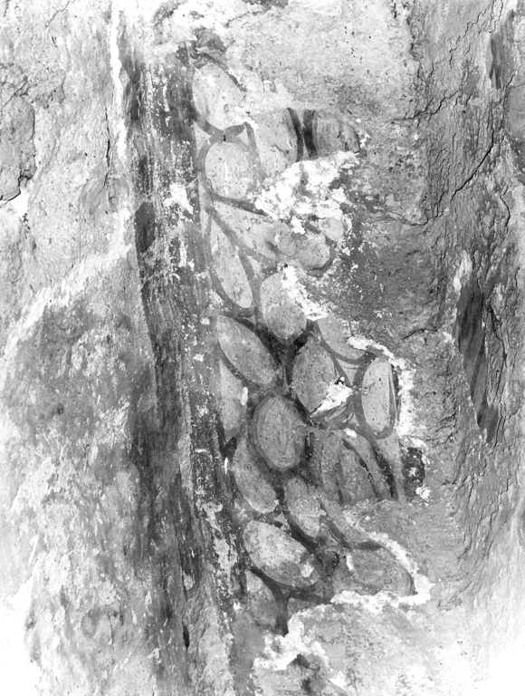 motivo decorativo a finto marmo (dipinto, frammento) - ambito laziale (secc. X/ XI)