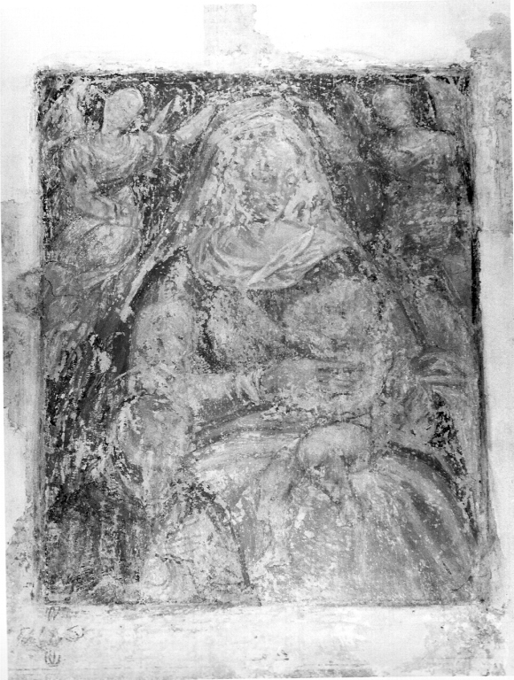 Madonna con Bambino e angeli (dipinto, frammento) - ambito laziale (fine/inizio secc. XVI/ XVII)