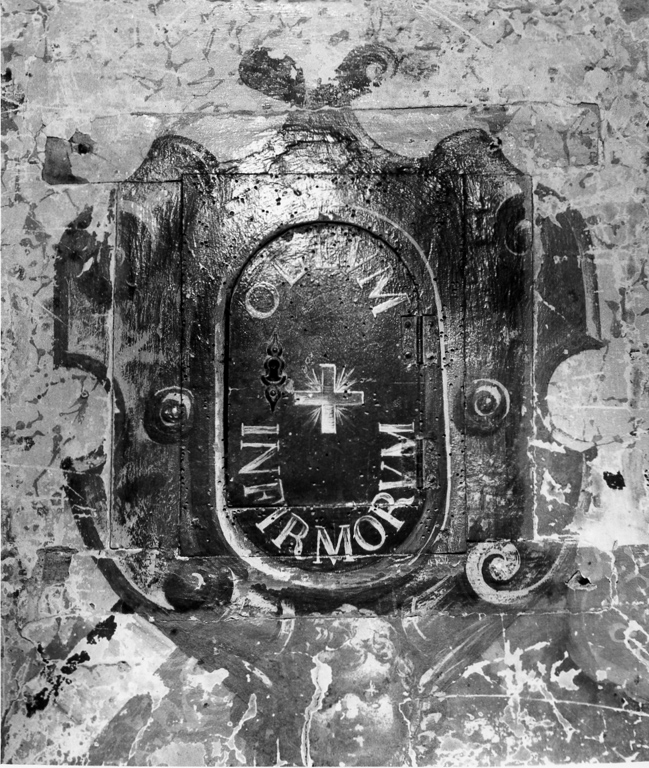 anta di armadietto per oli santi - produzione laziale (sec. XVII)