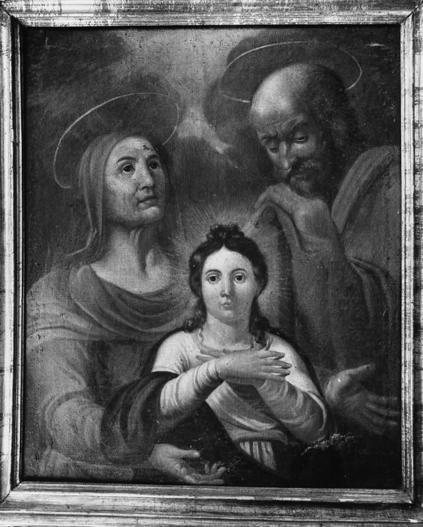 Maria Vergine bambina con Sant'Anna e San Gioacchino (dipinto) - ambito laziale (sec. XIX)