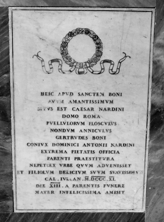 lapide commemorativa - produzione laziale (sec. XIX)