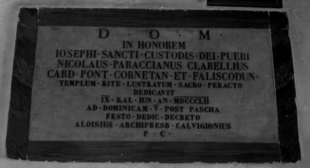 lapide commemorativa - ambito viterbese (sec. XIX)