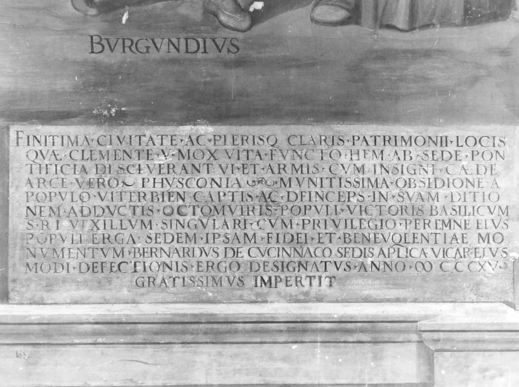 cartiglio con iscrizione (dipinto) di Croce Baldassarre, Ligustri Tarquinio, Nucci Luigi (sec. XVI)