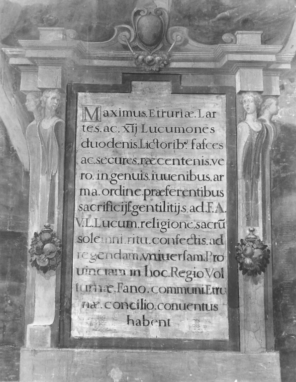 cartiglio con iscrizione (dipinto) di Croce Baldassarre (sec. XVI)