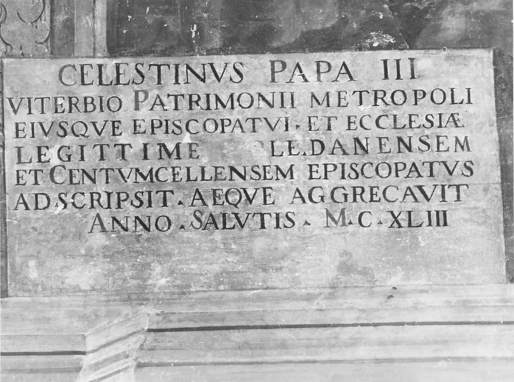 cartiglio con iscrizione (dipinto) di Croce Baldassarre (sec. XVI)