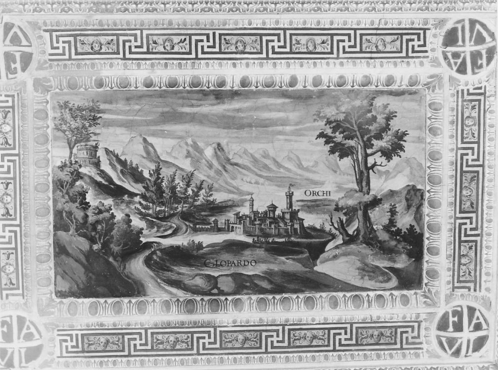 veduta del castello di Orchi (dipinto) di Ligustri Tarquinio (sec. XVI)