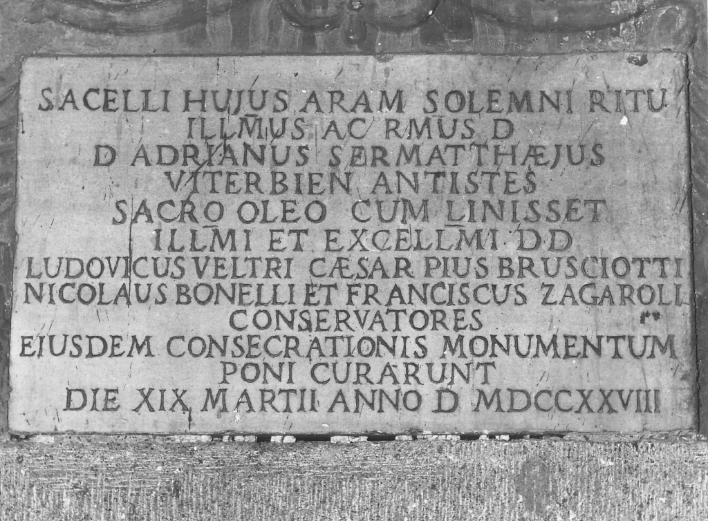 lapide commemorativa - ambito viterbese (sec. XVIII)