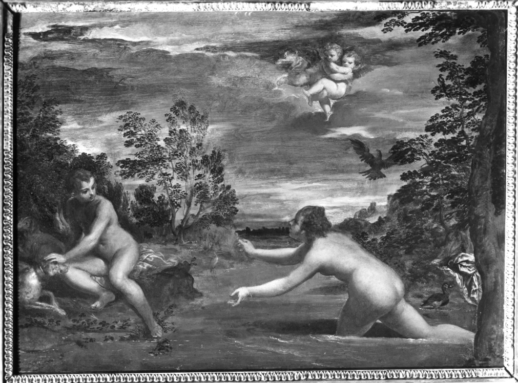 Salmaci e Ermafrodito (dipinto) di Scarsella Ippolito detto Scarsellino (sec. XVI)