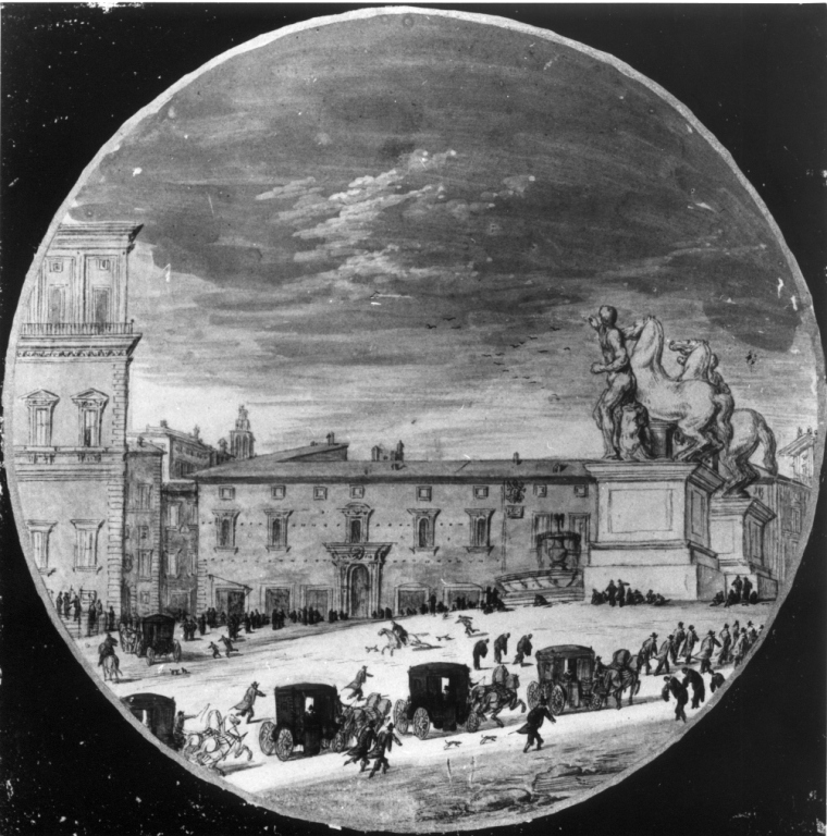 Piazza del Quirinale (dipinto) di Baur Johann Wilhelm (sec. XVII)