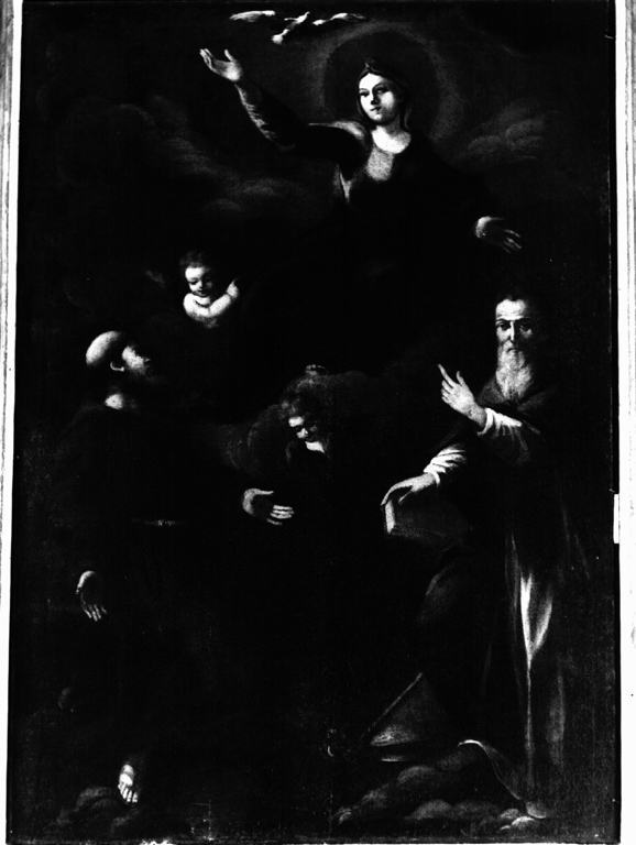 Madonna con San Francesco d'Assisi e Sant'Emidio vescovo (dipinto) - ambito laziale (sec. XVIII)