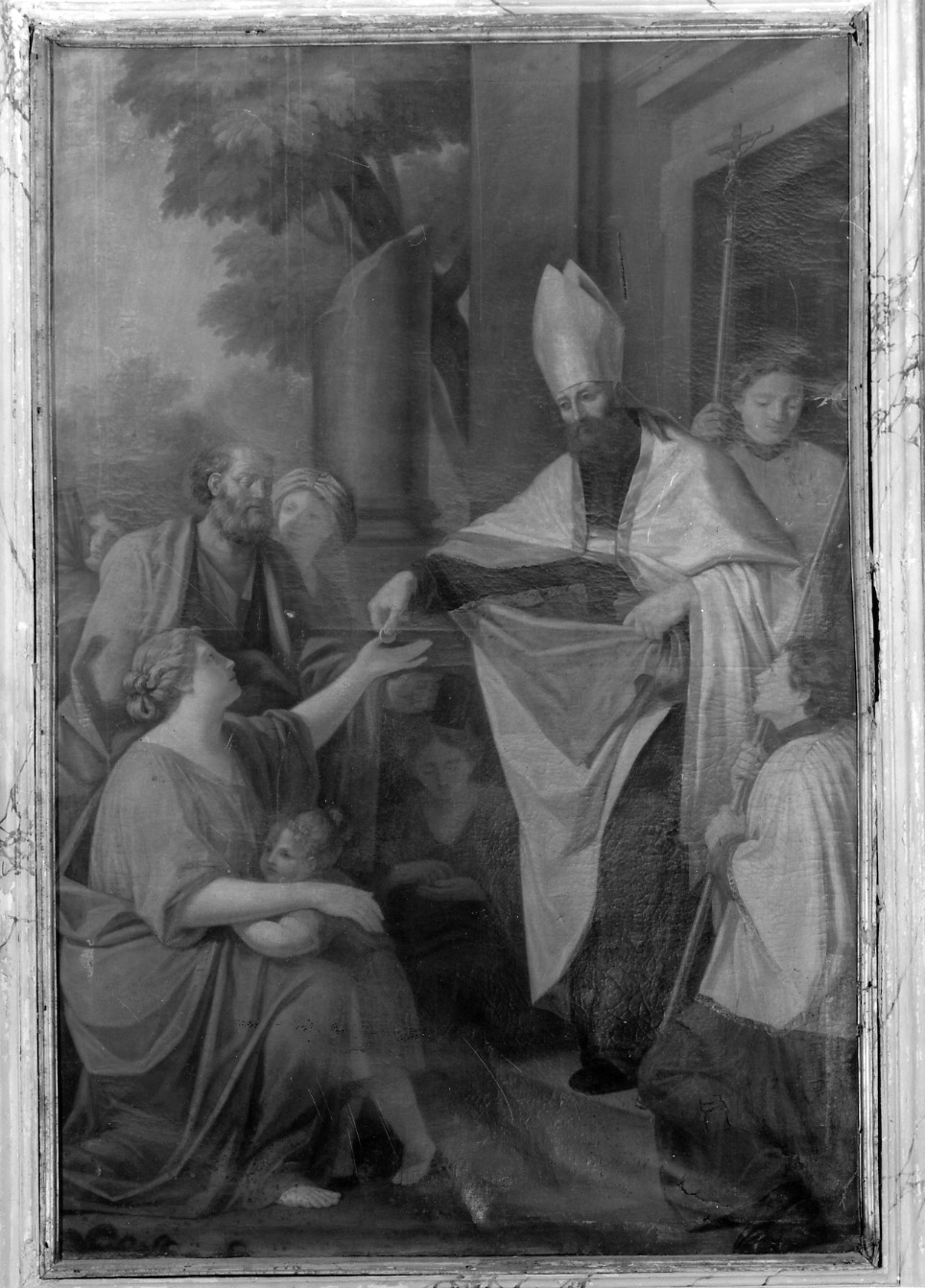 San Tommaso da Villanova distibuisce l'elemosina ai poveri (dipinto) - ambito romano (metà sec. XIX)
