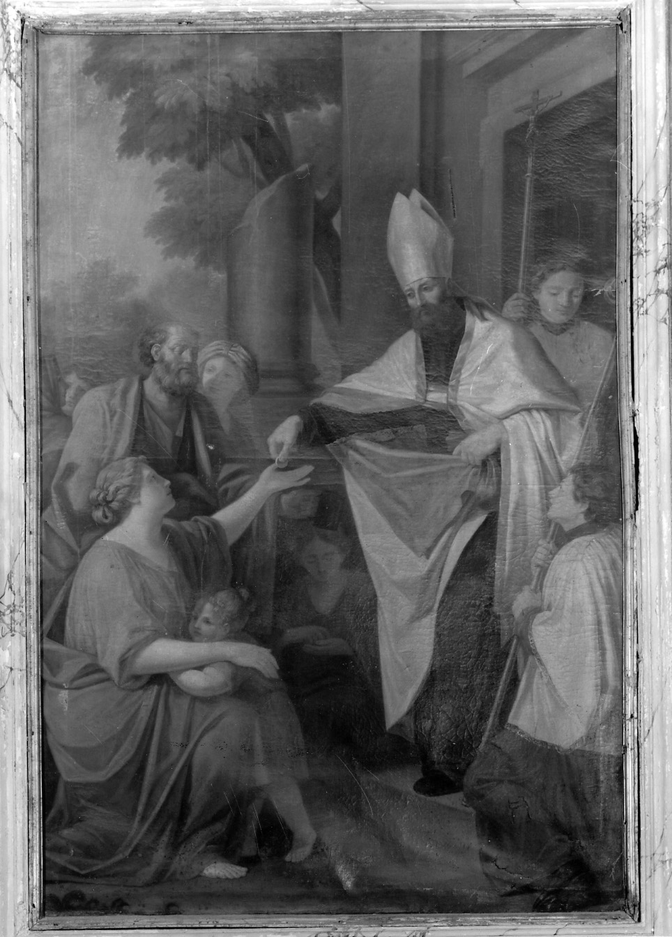 San Tommaso da Villanova distibuisce l'elemosina ai poveri (dipinto) - ambito romano (metà sec. XIX)