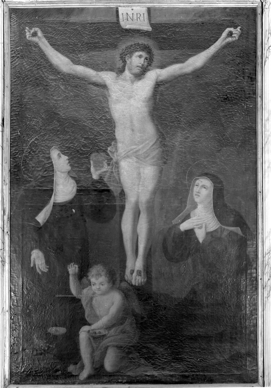 Cristo crocifisso con Santa Chiara da Montefalco e Santa Rita (dipinto) - ambito laziale (sec. XVIII)