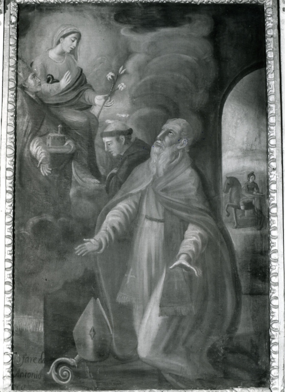 Madonna tra i santi Antonio, Emidio e il vescovo Martino (dipinto) - ambito laziale (seconda metà sec. XVII)