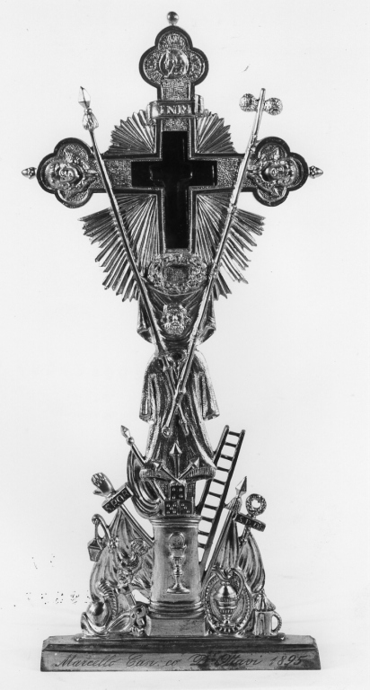 reliquiario - a croce - ambito laziale (sec. XIX)