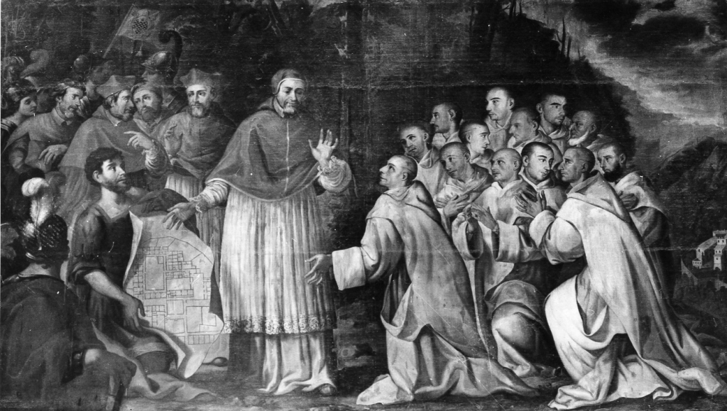 fondazione della Certosa di Trisulti (?) (dipinto) di Fra Francesco David (secc. XVII/ XVIII)