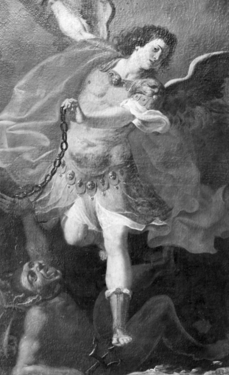 San Michele Arcangelo combatte Satana (dipinto) di Brancaccio Salvatore (sec. XIX)
