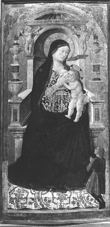 Madonna con Bambino e devoti (dipinto) di Aquili Antonio detto Antoniazzo Romano (sec. XV)