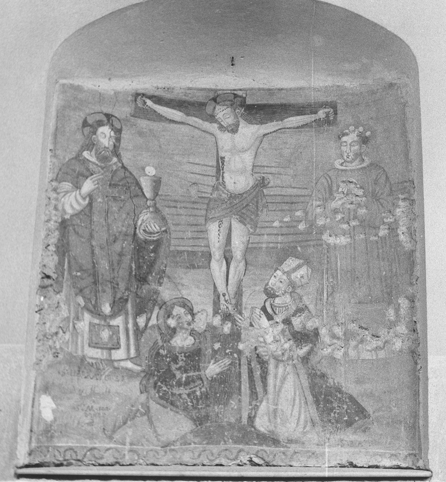 Cristo crocifisso tra Santi (dipinto) - ambito laziale (sec. XVI)