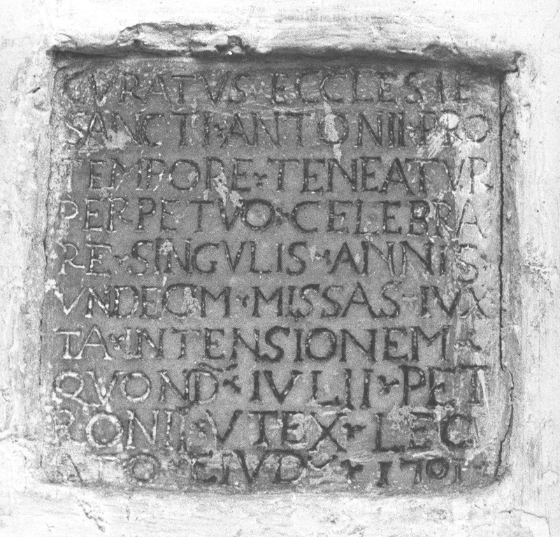 lapide commemorativa - ambito laziale (sec. XVIII)