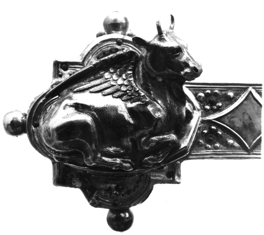 simbolo di San Luca: bue (rilievo, elemento d'insieme) di Vannini Pietro (attribuito) (fine sec. XV)