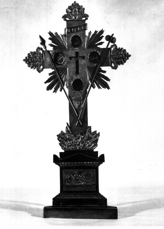 reliquiario - a croce - ambito laziale (fine sec. XIX)