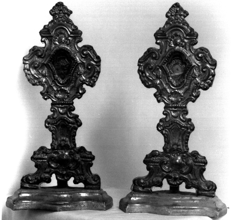 reliquiario - a ostensorio, coppia - ambito laziale (metà sec. XVIII)