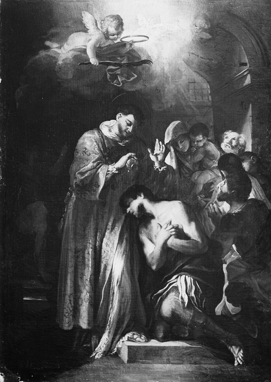 San Pietro in carcere battezza Processo e Martiniano (dipinto) di Passeri Giuseppe (attribuito) (sec. XVIII)