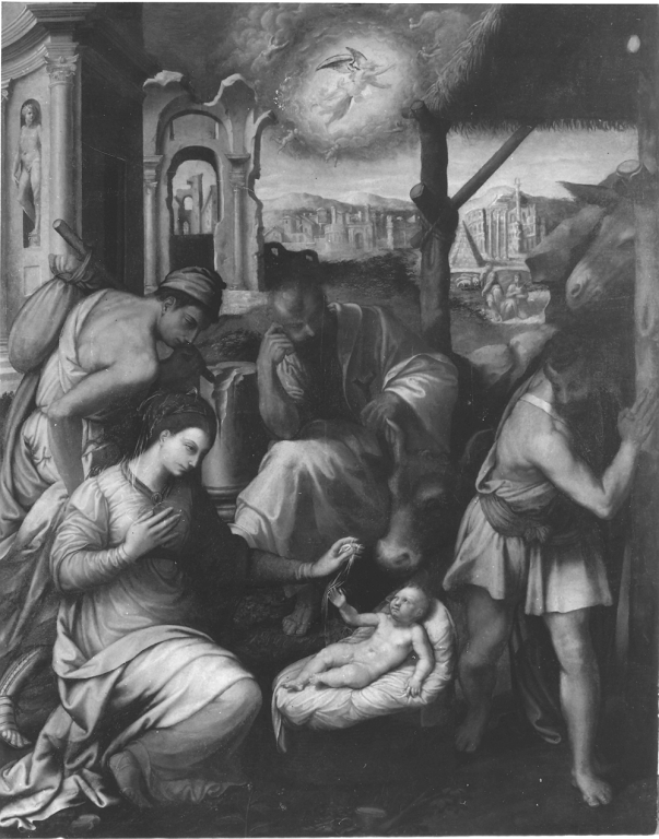 natività di Gesù (dipinto) di Nebbia Cesare (scuola) (sec. XVI)