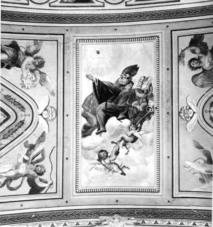 Sant'Agostino con tre angeli (dipinto) - ambito laziale (sec. XIX)