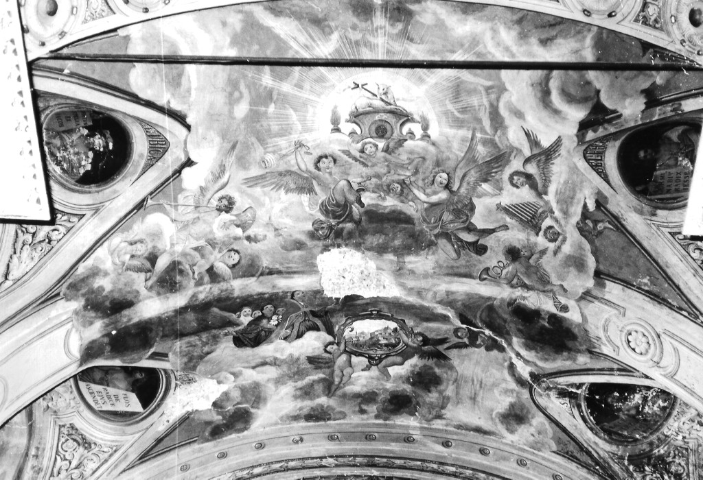 Agnus Dei tra angeli (dipinto) di Cinti E (attribuito) (ultimo quarto sec. XIX)