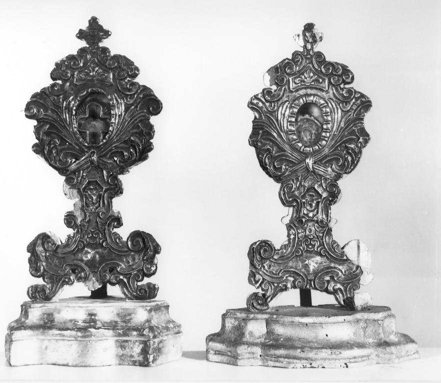 reliquiario - a ostensorio, coppia - ambito laziale (sec. XVIII)