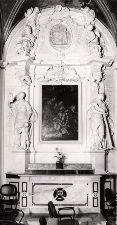 tre Virtù Teologali, angeli e Sacrificio di Isacco (decorazione plastico-architettonica) - ambito Italia meridionale (prima metà sec. XVIII)