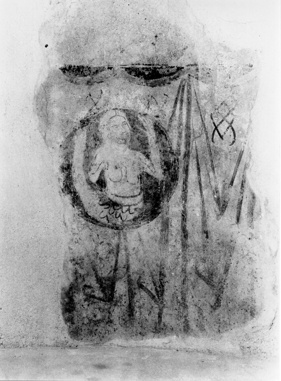 velario con un tondo raffigurante una Sirena (dipinto) - ambito laziale (inizio sec. XII)