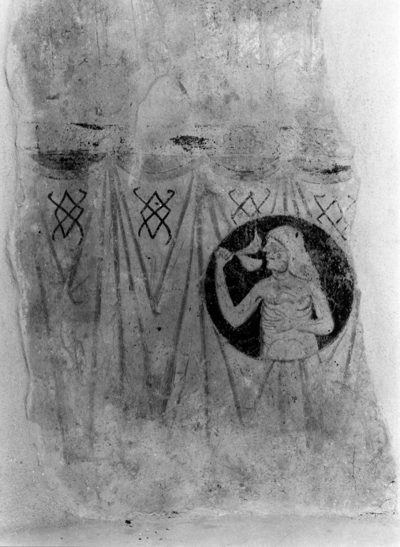 velario con un tondo raffigurante una figura allegorica (dipinto) - ambito laziale (inizio sec. XII)