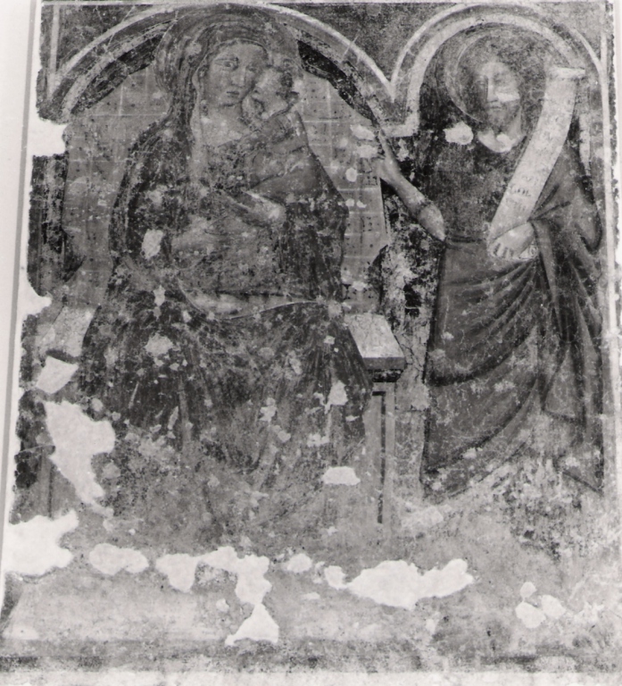 Madonna in trono con Bambino e San Giovanni Battista (dipinto) - ambito Italia centro-meridionale (ultimo quarto sec. XIV)