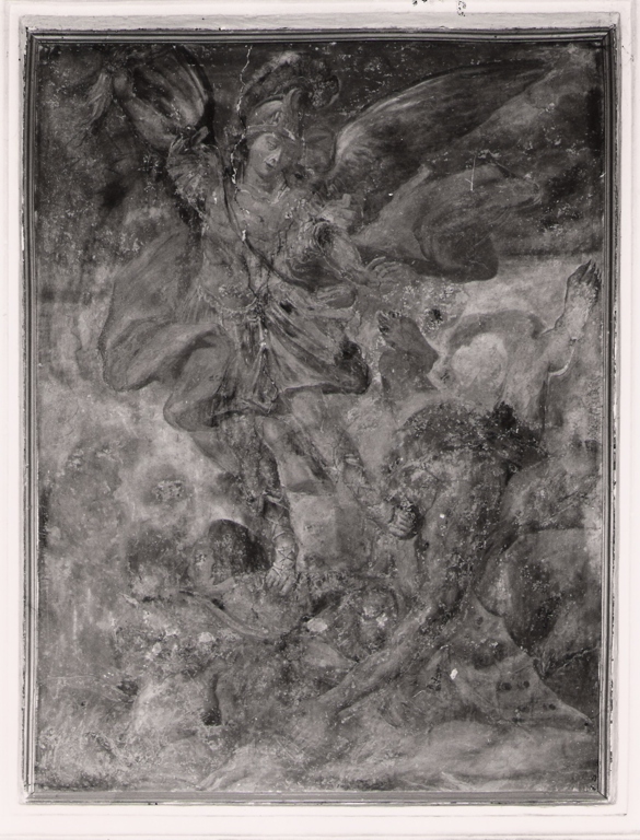 San Michele Arcangelo schiaccia il demonio (dipinto) - ambito laziale (prima metà sec. XVIII)